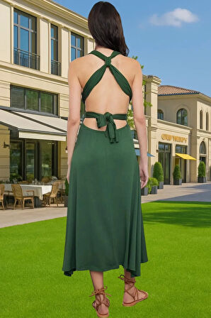 Şık Bodycon Midi Örme Elbise V Yaka Viskoz Yazlık Yüksek Kalite Modern Stil Seçkin Malzeme