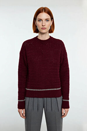 Kadın Oversize Düşük Kol Bisiklet Yaka Triko Kazak Modern Basic Şıklık Günlük Kombinlerin Anahtarı