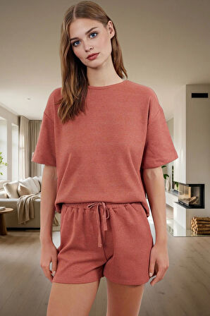 Örme Waffle Kumaş Pijama Takımı 2 Parça Rahat ve Şık Yazlık Mükemmel Uyum Zarifane Tasarım