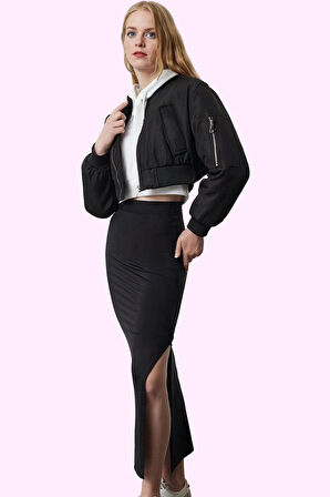 Kadın Yüksek Belli Poliamid Maxi Etek Kış Günlük Şıklığı Hafta Sonu Yaz Aylarının Vazgeçilmezi