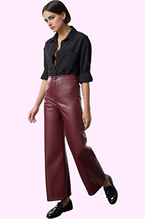 Kadın Wide Leg Pantolon Yüksek Bel Örme Kumaş Günlük Kombinler Hafta Sonu Kaliteli Malzeme