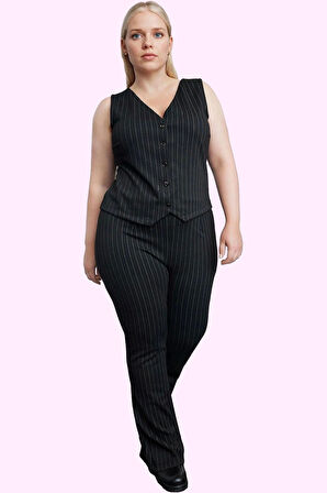 Kadın Regular Örme Pantolon Çizgili Yüksek Bel Geniş Paça Günlük Stil Yaz Aylarının Vazgeçilmezi