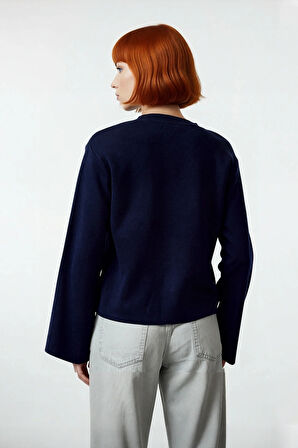 Kadın Günlük Rahat Bisiklet Yaka Basic Regular Kesim İspanyol Kollu Triko Kazak Kış Gardırobu