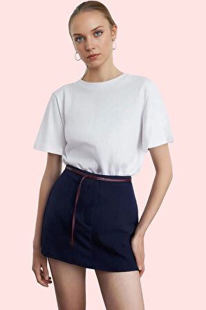 Kadın Kısa Boy Şort Etek Yüksek Bel Dar Paça Finike Dokuma Günlük Yaz Aylarının Vazgeçilmezi