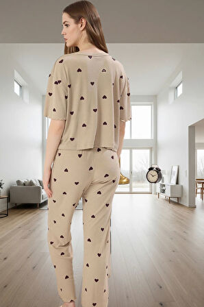 Kalpli Pijama Takımı Polyester Kumaş Boru Paça Regular Kalıp Ev Konforu Dayanıklı Malzeme