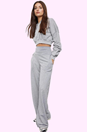 Kadın Yazlık Yüksek Bel Geniş Paça Pantolon Rahat Örme Kumaş Casual Stil Dayanıklı Malzeme