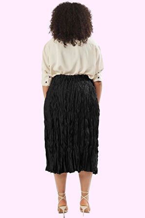 Kadın A line Kemerli Midi Etek Polyester Kumaş Günlük Casual Stiller Yaz Aylarının Vazgeçilmezi