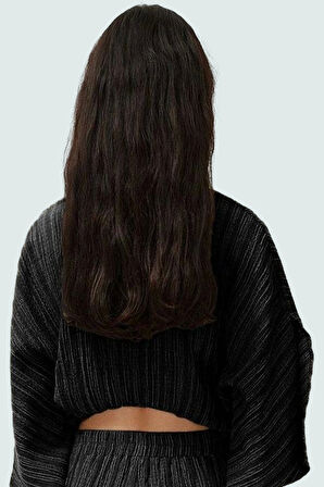 Dokuma Crinkle Bluz V Yaka Keten Karışımlı Yazlık Şıklık Rahat Kullanım Profesyonel Görünüm