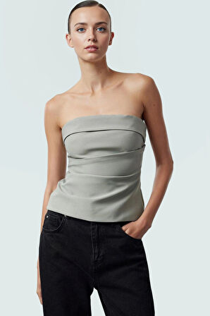 Basic Straplez Bluz %88 Polyester %12 Elastan Renk Yazlık Günlük Kullanım İçin