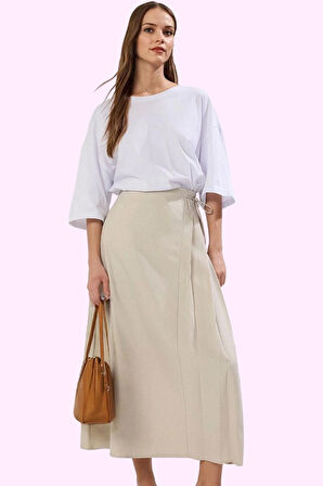 Kadın A line Maxi Etek 100% Polyester Dokuma Kumaş Ramadan Koleksiyonu Ofis Şıklığı Günlük Kullanım