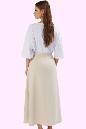 Kadın A line Maxi Etek 100% Polyester Dokuma Kumaş Ramadan Koleksiyonu Ofis Şıklığı Günlük Kullanım