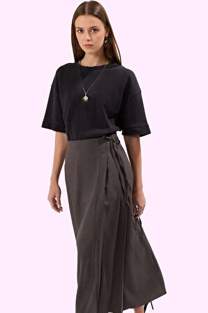 Kadın A line Maxi Etek 100% Polyester Dokuma Kumaş Ramadan Koleksiyonu Ofis Şıklığı Günlük Kullanım