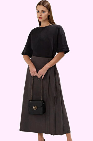 Kadın A line Maxi Etek 100% Polyester Dokuma Kumaş Ramadan Koleksiyonu Ofis Şıklığı Günlük Kullanım