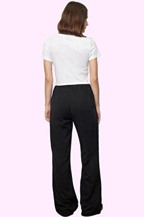 Kadın Liyosel Pantolon Regular Wide Leg Yüksek Bel Tasarım İlkbahar Sonbahar Günlük Kullanım