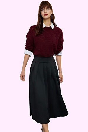 Kadın A Line Midi Etek Günlük Casual Stil Yüksek Bel Hafta Sonu Yaz Aylarının Vazgeçilmezi