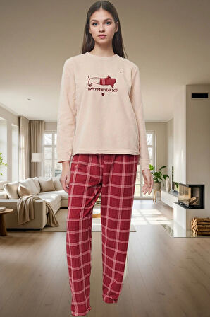Rahat ve Şık Kışlık Pijama Takımı %100 Polyester Polar Modern Stil Dayanıklı Malzeme