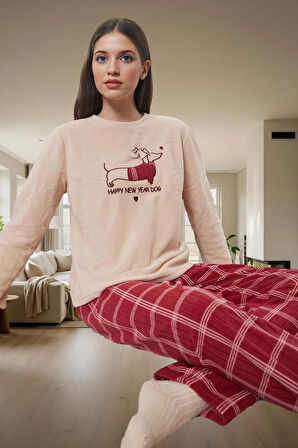 Rahat ve Şık Kışlık Pijama Takımı %100 Polyester Polar Modern Stil Dayanıklı Malzeme