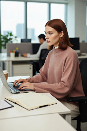 Kadın Basic Siluet Oversize Dik Yaka İspanyol Kol Akrilik Triko Kazak Konforlu Ve Modern Kaliteli