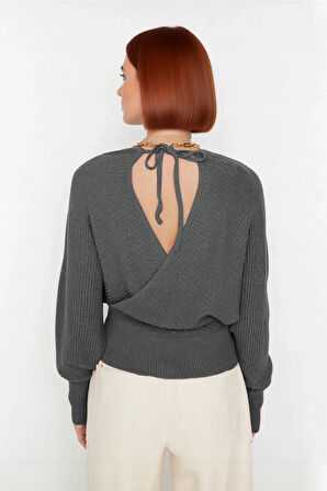 Kadın Casual V Yaka Kruvaze Triko Kazak Regular Kalıp Tek Plaka Dokuma Rahat Kışlık Seçim Kaliteli