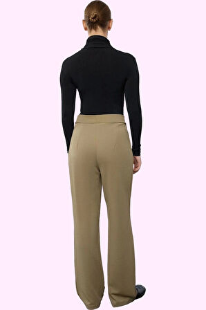 Kadın Örme Kumaş Geniş Paça Pantolon Yüksek Bel Tasarım Günlük Kullanım Yaz Aylarının Vazgeçilmezi