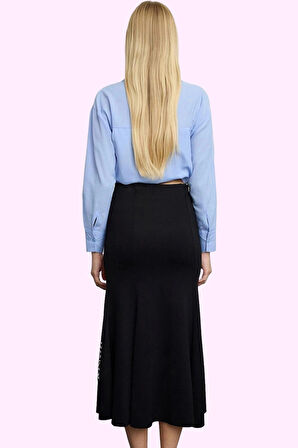 Kadın Kışlık Kemerli Balık Etek Midi Boy A Line Örme Günlük Kullanım Yaz Aylarının Vazgeçilmezi