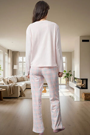 Kışlık Homewear Pijama Takımı Pamuklu Kumaş Ekose Desen Regular Kalıp Trend Tasarım