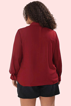 Kadın Regular Kalıp Gömlek Şifon Dokuma Uzun Kollu Günlük Hafta Sonu Yaz Aylarının Vazgeçilmezi