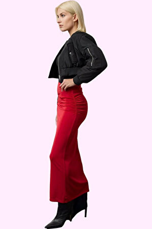 Kadın Büzgü Detaylı Maxi Etek Örme Kumaş Yüksek Bel Yaz Günlük Kullanım Stilin Buluştuğu Yer