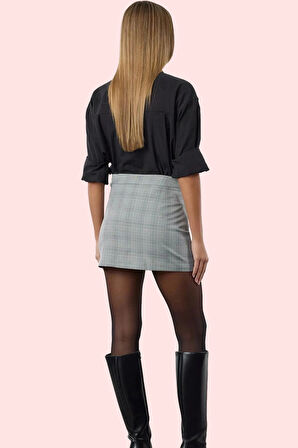 Kadın Mini Boy Ekose Şort Etek Dar Paça Pamuklu Dokuma Kumaş Günlük Yaz Aylarının Vazgeçilmezi