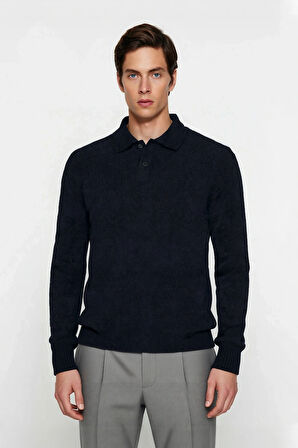 Erkek Uzun Kollu Regular Kesim Dokulu Triko Kazak Kışlık Polo Yaka Modern Ve Rahat Stil Kaliteli