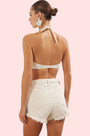 Kadın Relaxed Fit Denim Şort Nakış Detayı Pamuk Yaz Dayanıklı Malzeme Stilin Buluştuğu Yer