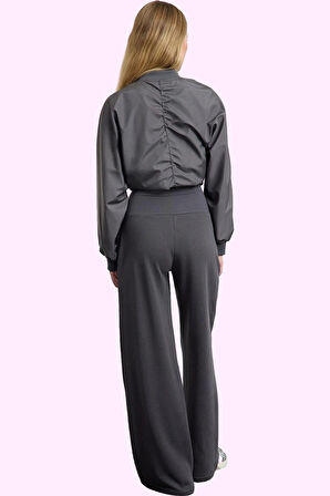 Kadın Yazlık Yüksek Bel Geniş Paça Pantolon Rahat Örme Kumaş Casual Stil Dayanıklı Malzeme