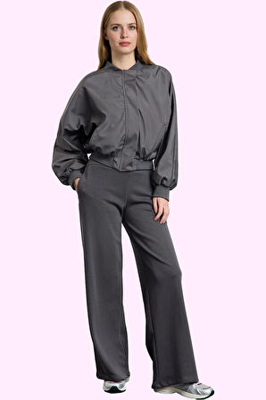 Kadın Yazlık Yüksek Bel Geniş Paça Pantolon Rahat Örme Kumaş Casual Stil Dayanıklı Malzeme