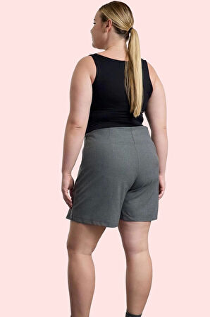 Kadın Yüksek Bel Dokuma Geniş Paça Kapri Şort Smart Ofis Tarzı Günlük Kullanım Özel Günler