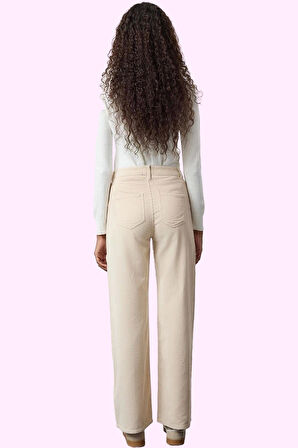 Kadın Dokuma Pantolon Straight Kalıp Yüksek Bel Casual Tarz Günlük Kullanım Modern Tasarım