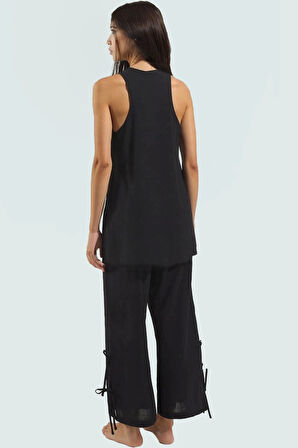 Şık Pamuk Plaj Pantolon Takımı Yazlık Dokuma Uzun Trend Tasarım Konforlu Kesim Yüksek Kalite