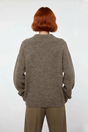 Kadın Düşük Kol Oversize Triko Kazak Bisiklet Yaka Yumuşak Dokulu Basic Kış Kombinleri İçin İdeal