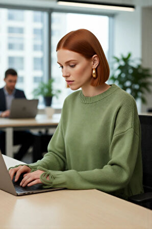 Kadın Basic Siluet Oversize Triko Kazak Crop Düşük Kol Akıtma Detaylı Soğuk Havalar İçin İdeal