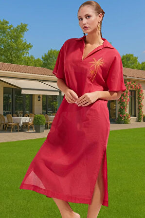 Yazlık Şık Maxi Plaj Elbisesi Pamuk Kumaş Rahat Kesim Premium Kalite Rahat Ve Şık Modern Stil