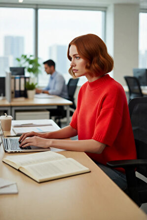 Kadın Oversize Kesim Dik Yaka Kalın Dokulu Triko Kazak Kısa Kollu Rahat İlkbahar Sonbahar Giysisi