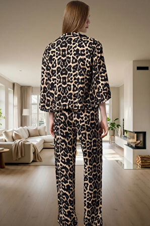Ev Giyim Pijama Takımı Viskon Shally Dokuma Kışlık Modern Stil Özel Tasarım