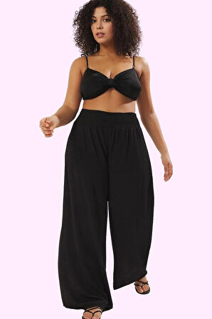 Kadın Yazlık Geniş Paça Pantolon Viskoz Polyester Büyük Beden Günlük Kullanım Modern Tasarım