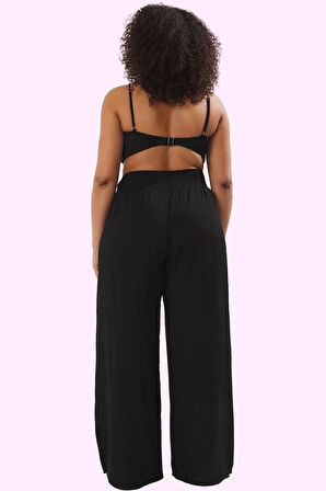 Kadın Yazlık Geniş Paça Pantolon Viskoz Polyester Büyük Beden Günlük Kullanım Modern Tasarım