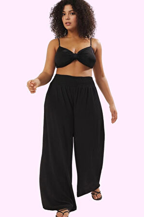 Kadın Yazlık Geniş Paça Pantolon Viskoz Polyester Büyük Beden Günlük Kullanım Modern Tasarım