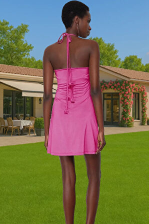 Polyester Elastan Karışımlı A Kesim Kolsuz Mini Elbise Astarlı Rahat Seçkin Malzeme Uzun Ömürlü