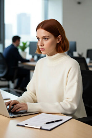 Kadın Günlük Oversize Düşük Kol Dik Yaka Uzun Triko Kazak Kışlık Şık Basic Rahatlık Sunar Kaliteli