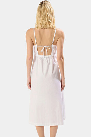 Pamuk Poplin Midi Elbise Belden Etekli Kare Yaka Kolsuz Giy Çık Rahat Ve Şık Uzun Ömürlü