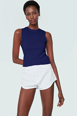 Rahat Kolsuz Triko Bluz Bisiklet Yaka Fitted Kalıp Yazlık Şık Görünüm Yüksek Kalite