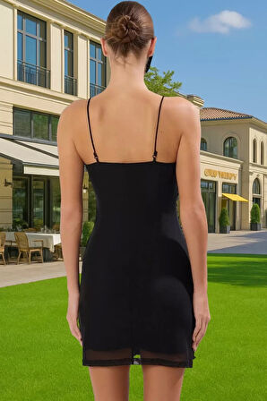 Bodycon Mini Abiye Elbise 3D Gül Aplike Detaylı Polyester Tül Kumaş Kaliteli İşçilik Şık Görünüm