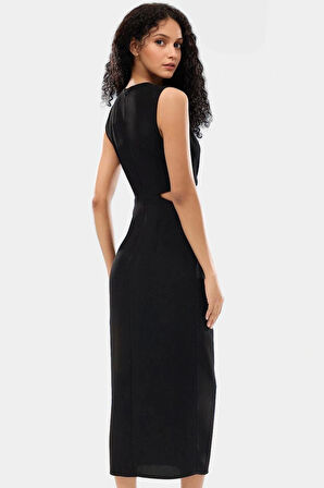 A Kesim Maxi Elbise Cut Out Detaylı Polyester Krep Dokuma Mükemmel Uyum Özenle Seçilmiş